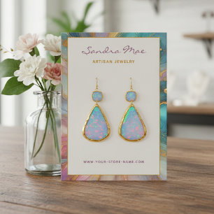 Classy Gold Glitter Marble Jewellery Display Card