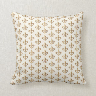 Classy Gold Gradient Heraldic Fleur de lis Pattern Cushion