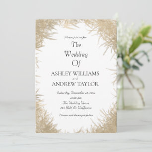 Classy Gold Grass Elegant White Wedding Invitation