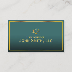 Classy Gold & Green Lawyer/Attorney Business Card