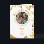 Classy Gold Heart 50th Wedding Anniversary Card<br><div class="desc">A luxurious arrangement of gold hearts and glitter,  paired with a custom photo and sophisticated cursive text,  captures the essence of a golden anniversary.</div>