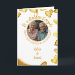 Classy Gold Heart 50th Wedding Anniversary Card<br><div class="desc">A luxurious arrangement of gold hearts and glitter,  paired with a custom photo and sophisticated cursive text,  captures the essence of a golden anniversary.</div>