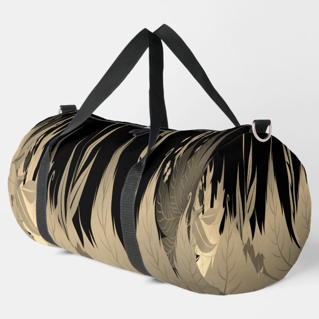 Classy Gold Leaf Design Duffle Bag (Left Corner)