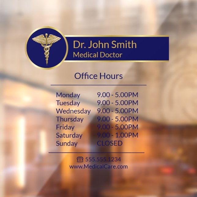 Classy Gold Medical Caduceus Blue Opening Hours (Sheet 2)