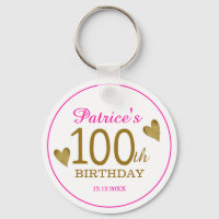 Classy Gold Pink 100th Birthday Thank You Favour