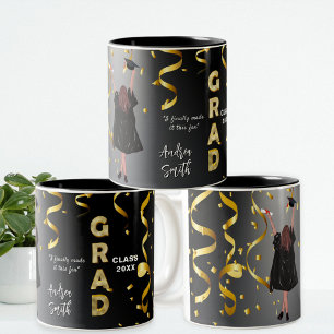 Classy Gold Proud Girl Special Graduation Custom Two-Tone Coffee Mug