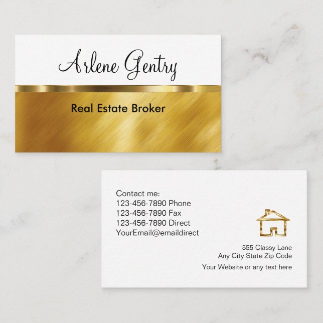 Classy Gold Real Estate Business Cards (Front/Back)