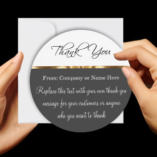 Classy Gold Round Thank You Cards With Envelopes