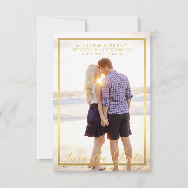 Classy Gold Save the Date Photo Card (Front)