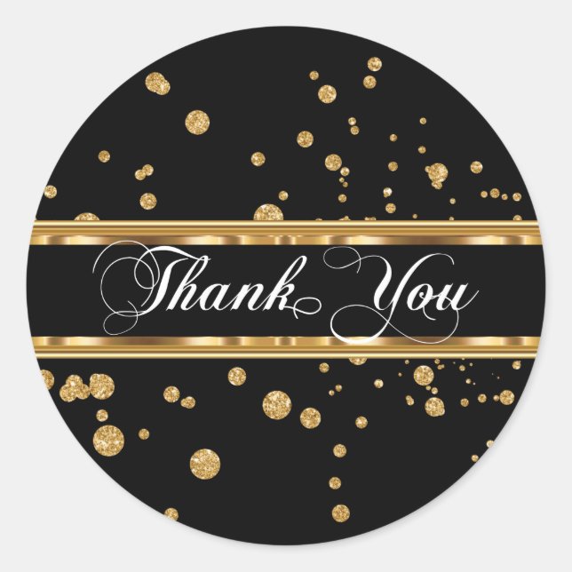Classy Gold Tone Design Elements Thank You Sticker (Front)