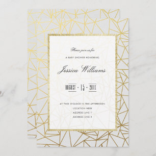 Classy Gold & White Baby Shower Invitation