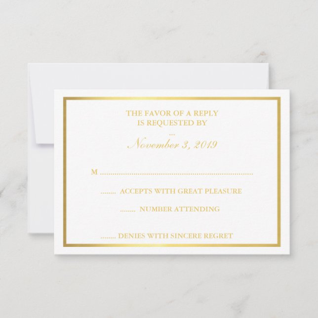 Classy Gold White RSVP (Front)