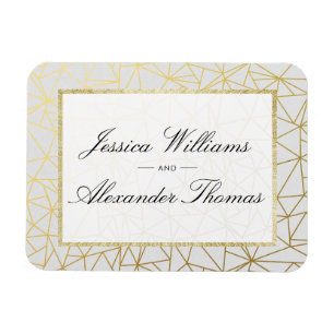 Classy Gold & White Wedding Magnet