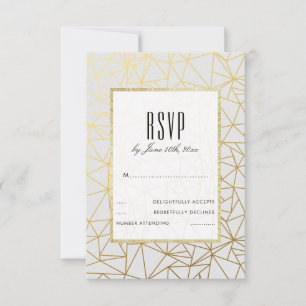 Classy Gold & White Wedding RSVP Card