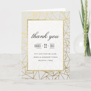 Classy Gold & White Wedding Thank You Card