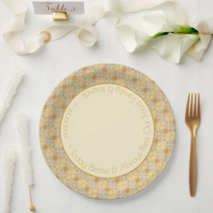 Classy Gold With Patterned Designer Paper Plate