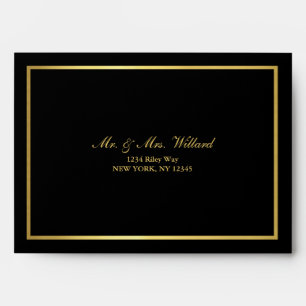 Classy Golden Custom Script Black Envelope