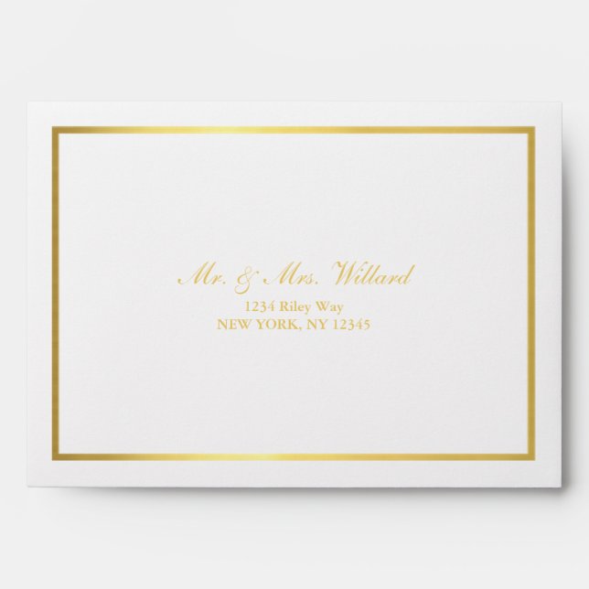Classy Golden Custom Script White Envelope (Front)