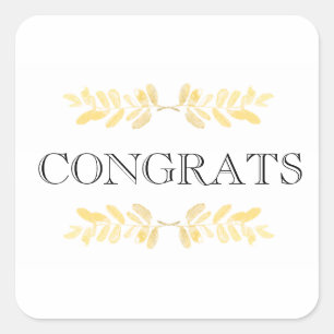 Classy golden leaves - minimalist square sticker