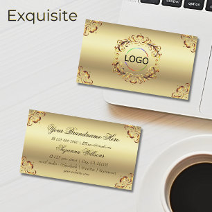 Classy Golden Ornate Decor with Logo Sumptuous Business Card