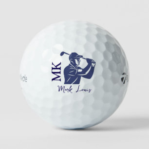 Classy Golfer Ball - 2 Initials - man golfing