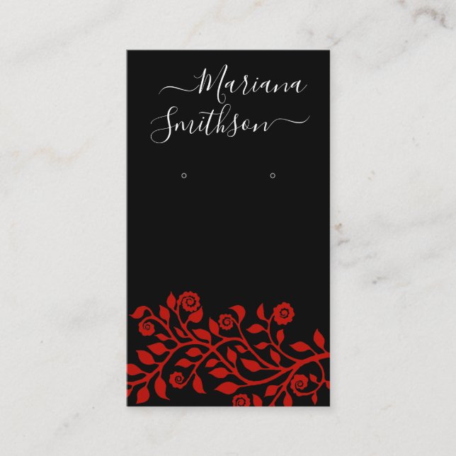 Classy Gothic Black White Red Earring Display Card (Front)