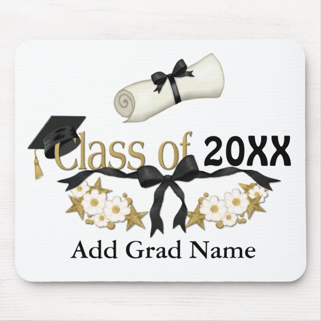 Classy Graduation Floral Mouse Pad (Front)