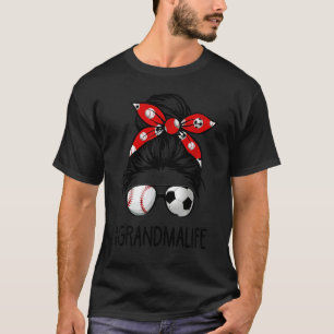 Classy Grandma Life Soccer Messy Bun Baseball Moth T-Shirt