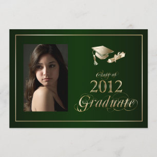 Classy Green and Gold 2012 Graduate Photo Invite