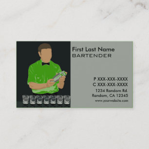 Classy green bartender business cards