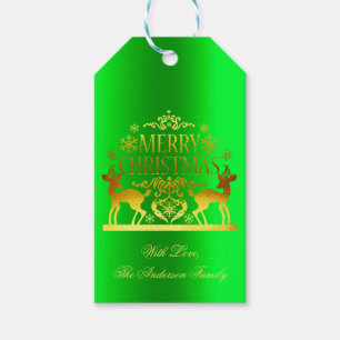 Classy Green Merry Christmas Gift Tags