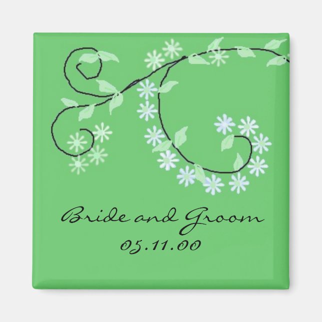 Classy Green Vines and Flowers Magnet (Front)