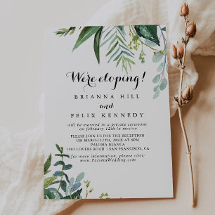 Classy Greenery Tropical Elopement Reception Invitation