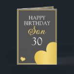 Classy Grey and Gold Heart Son 30th Birthday Card<br><div class="desc">Classy Grey and Gold Heart Son 30th Birthday, a unique design made for anyone looking for something special for their son on his birthday. The design features a nice golden border with hearts, and customisable text that you can personalise, so, don't hesitate to customise it in order to make your...</div>