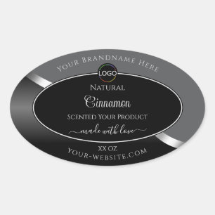 Classy Grey Black Wavy Silver Logo Product Labels