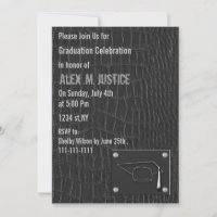 classy grey leather Graduation party Invitation