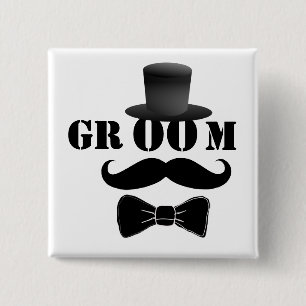 Classy Groom 15 Cm Square Badge