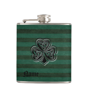 Classy grundge Irish lucky shamrock personalised Hip Flask