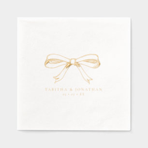 Classy Hand Drawn Bow Wedding Gold Foil Napkins