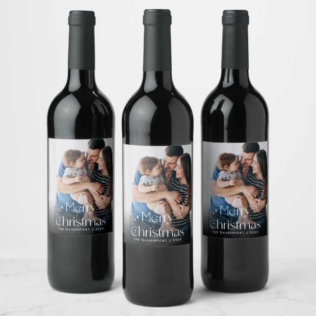 Classy Hand Written Christmas Wine Gift Label (Bottles)