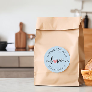 Classy Handmade With Love Personalised Classic Round Sticker