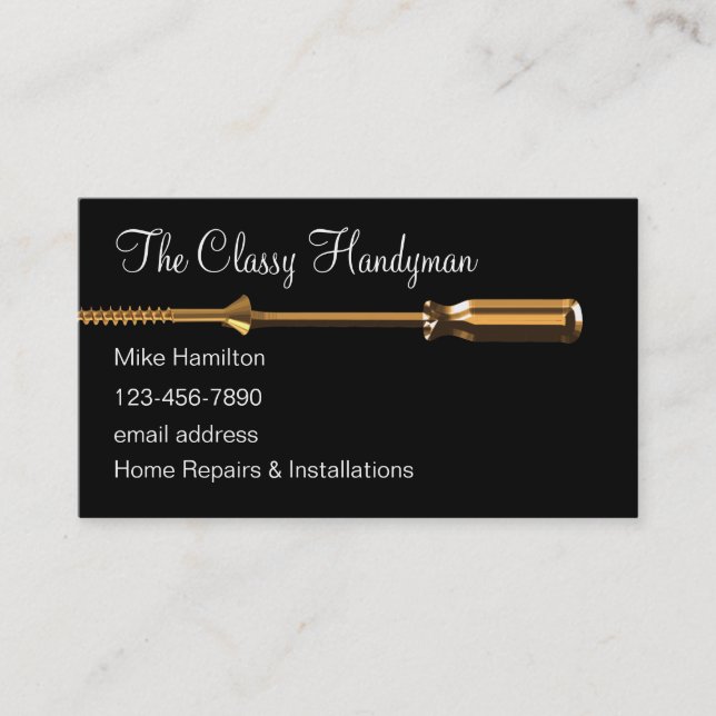 Classy Handyman Business Cards Unique Design (Front)