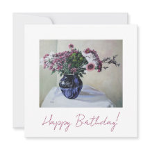 Classy Happy Birthday pretty pink flowers fine art