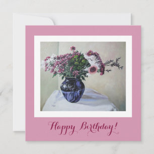 Classy Happy Birthday pretty pink flowers fine art