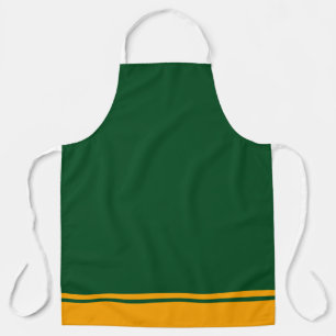 Classy Harvest Green Golden Orange Stripes Hem Apron