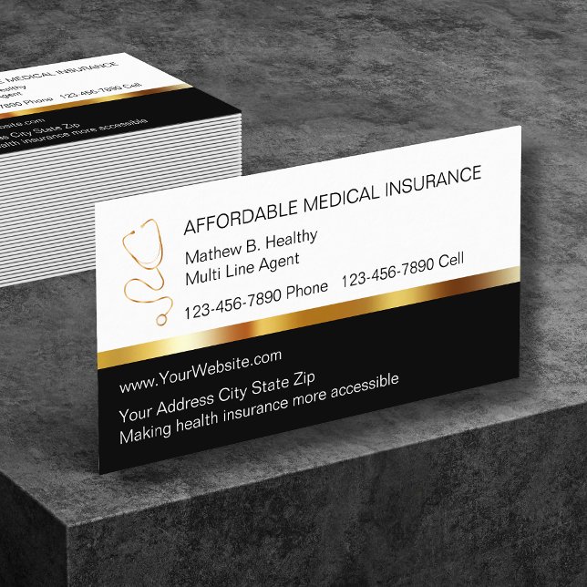 Classy Health Insurance Business Cards (Creator Uploaded)