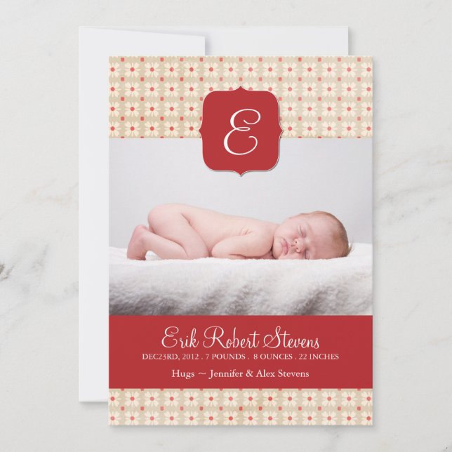 Classy Holiday Birth Announcement Photo card (Front)