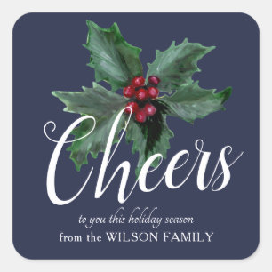 Classy Holly Thank You Stickers