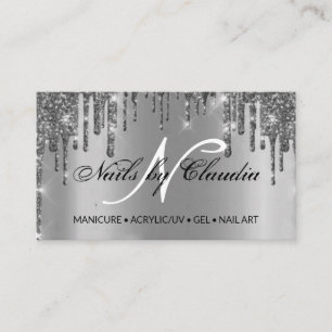 Classy holographic glitter elegant script busines business card