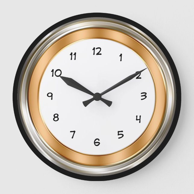 Classy Home Office Gold Silver Coloured Large Clock (Front)